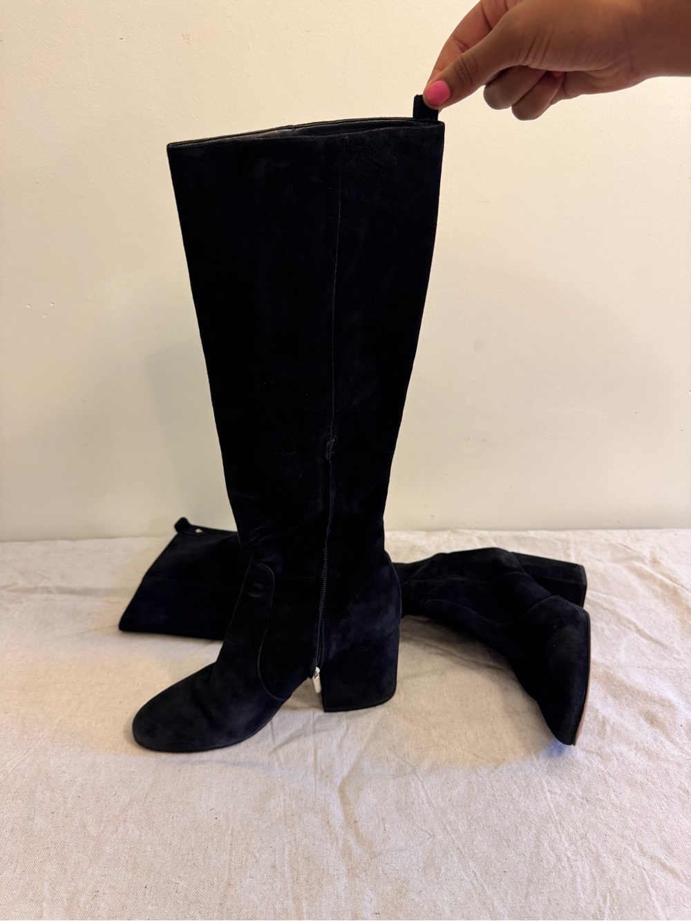 Over-the-Knee Black Suede High Heel Boots